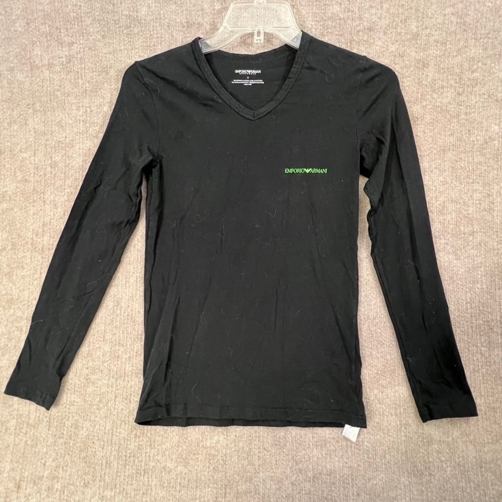 Emporio‎ Armani Underwear Long Sleeve V Neck Top Shirt Small Black